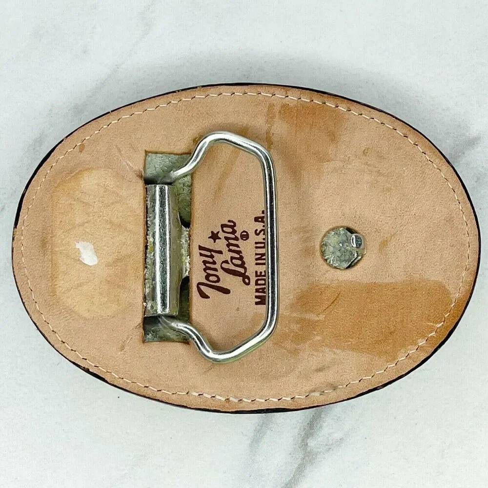 Tony Lama KGHL Billings Montana Radio Station Leather Buckle ✨